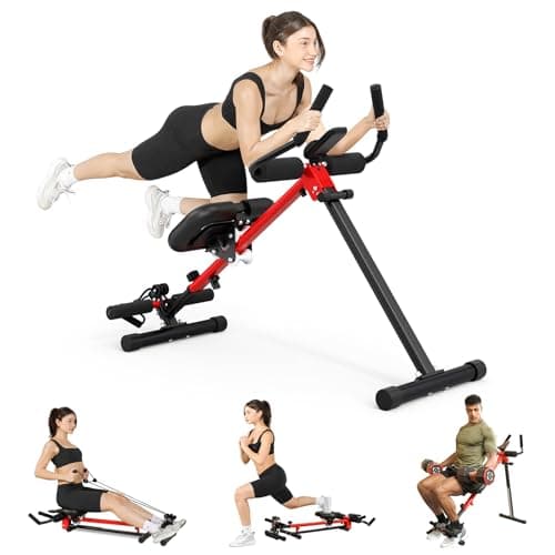 Yoleo Multi-Functional Ab Machine, Foldable Ab Workout Equipment, Ab Trainer Machine for Stomach Workout, Ab Crunch & Rowing Machine with Foam Support,7-Length Adjustable Ab Machine for Home Exercise