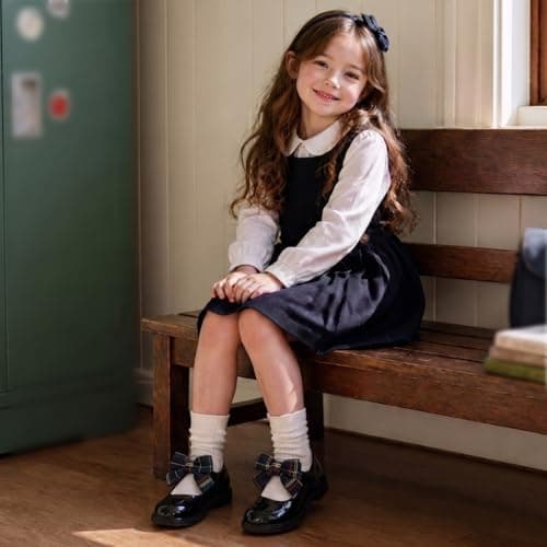 Girls Dress Shoes Mary Jane School Shoes Black Uniform Shoes,Black,10 - Thumbnail 2
