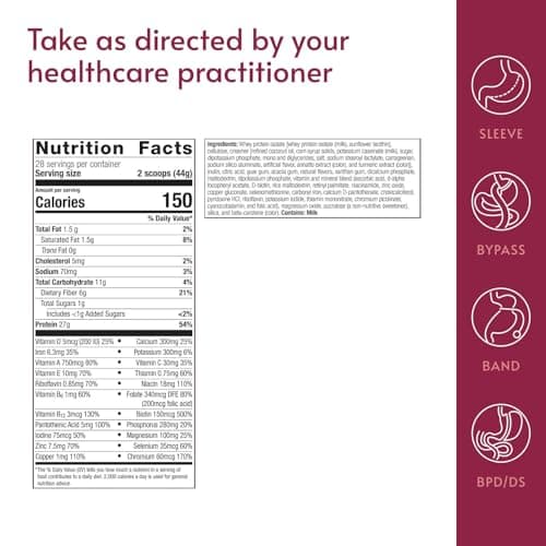 Bariatric Advantage High Protein Meal Replacement Drink Mix - Protein Powder Whey Isolate for Gastric Bypass & Sleeve Gastrectomy Patients - 28 Servings with 27 g Protein - Orange Cream - 44.44 oz - Thumbnail 2