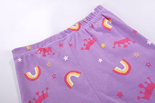 Joyond Girls Pajamas Size 3T Summer Pjs For Girls Cotton 4 Pieces Snug-Fit Sleepwear Kids Short Sleeves Set - Thumbnail 5