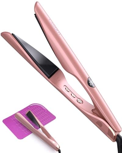 LANDOT Hair Straightener and Curler 2 in 1 – Twist Ceramic Flat Curling Iron for Straighten & Curl Hair, Dual Voltage, Fast Heat Up, 12 Adjustable Temps 250-450℉ Fit All Hair Types, Rose Gold - Image 1