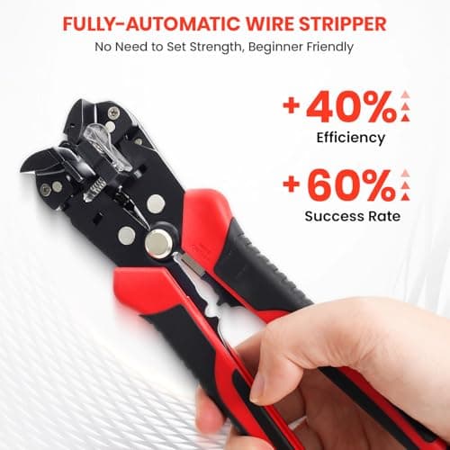 HARDELL+ Wire Stripper, 20-10 AWG Automatic Wire Strippers, 3-IN-1 Self Adjusting Wire Stripper Tool, Stripping/Cutting/Crimping Tool With 40PCS Terminals & Waterproof Bag For Electrician & DIYers - Thumbnail 3