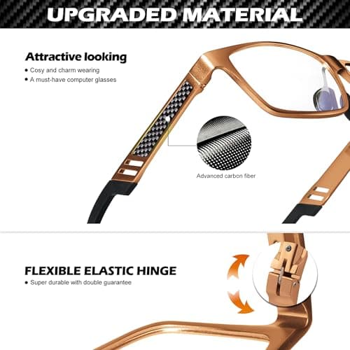 ANYLUV Blue Light Blocking Glasses Men Computer Gaming Glasses Lightweight Al-Mg Metal Anti Eyestrain Eye Protection - Thumbnail 3