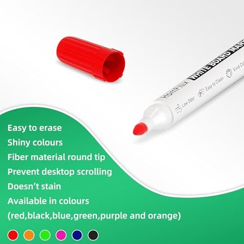 HomFilix White Board Markers Dry Erase 36 Pack Bulk, 2 mm Fine Bullet Tip, Low-Odor Plant-Based Ink, 4 Colors for Classroom, Office & Home Use | Premium Dry Erase Marker Set - Thumbnail 5