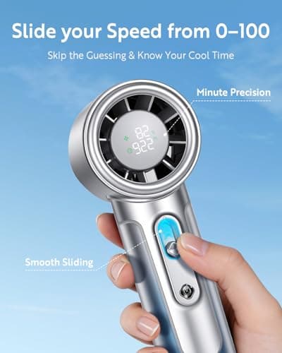 CHEERAIR Handheld Portable Fan, Adjustable Speed Powerful Mini Personal Fan, Rechargeable 5000mAh Battery Up to 18 Hours Runtime, Pocket Turbo Fan with Smart LED Display for Travel, Office, Outdoor - Thumbnail 4