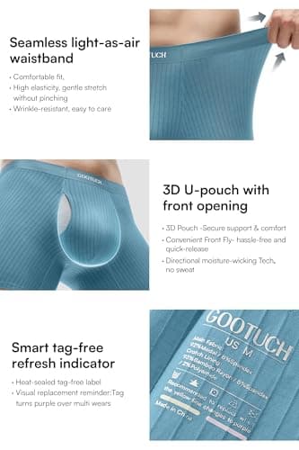 GOOTUCH Men Underwear Odor Control Modal Boxer Briefs, Moisture Wicking Boxers For Men Pack, Silver-Ion Tech Ultra-Stretch Seamless(2 Dark Gray/ 2 Grey Blue L) - Thumbnail 6