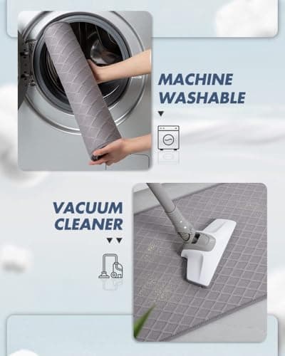 AMOAMI Bath-Mat,Ultra Thin Bath-Rugs Runner,Rubber Backed Bath Mats for Bathroom Non Slip,Absorbent Bath Rug for Bathroom Floor, Shower, Sink 2'x 6'(24" x 70") Grey - Thumbnail 5