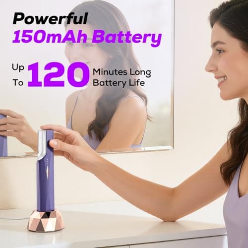 COPCOP Sonic Dermaplane Razor for Women Face, Painless Facial Exfoliation & Peach Fuzz Hair Removal Tool with 10 Upgraded Micro-Mesh Blades, Gentle Dermaplaning, Gift for Mom (Purple) - Thumbnail 3