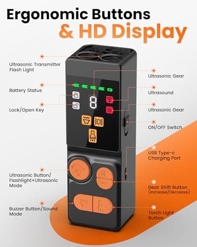 4X Ultrasonic Dog Bark Deterrent Devices, Anti Barking Device for Dogs with 10 Modes, 45FT Range, Rechargeable & Safe Bark Control for Indoor/Outdoor Use (Black+Orange) - Thumbnail 2
