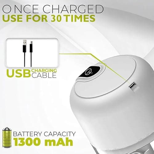White 3 CUP Electric mini garlic crusher, USB rechargeable portable electric food crusher, wireless small kitchen processor for crushing garlic, ginger, chili, minced meat, onions, etc.(350+250+100ml) - Thumbnail 3
