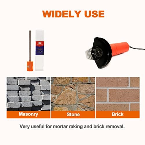 Diamond Mortar Raking Bit,BRSCHNITT 5/16 Inch x 4 Inch Diamond Mortar Router with 5/8-11 Thread for Mortar Raking Tuck Pointing Granite Marble Concrete Masonry Stone Removals (8x100mm) - Thumbnail 4