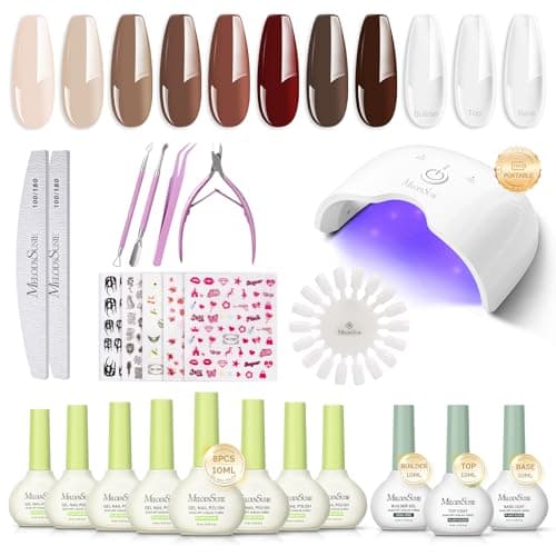 MelodySusie Gel Nail Kit with P-ART06G Cordless UV Lamp Rechargeable LED UV Light with Smart Sensor Classic Popular Colors Plant Based Nails Polish with Top Base Coat Builder Gel Beginner Nail Kit - Image 1