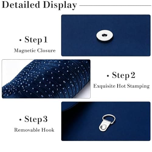 LUKLUKTAISUN 2026 Dressy Evening Bag for Women Rhinestone Formal Purse Envelope Handbag Bridal Wedding Minimalist Clutch(Navy) - Thumbnail 3