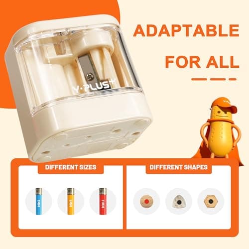 YPLUS Electric Pencil Sharpener for Kids, Super Portable Small Colored Pen Sharpeners, Automatic Mini Sharpener for Classroom,Stocking Stuffers for Kids Toddler - White - Thumbnail 5
