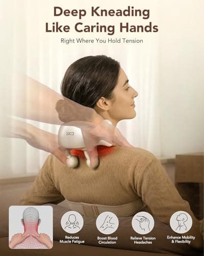 SKG H7 Ultra FSA Eligible Cordless Neck Massager for Pain Relief Deep Tissue, Shiatsu Shoulder Massager with Heat, Massage Tools for Trapezius, Lymphatic Drainage, Relaxation Therapy, HSA Items - Thumbnail 3
