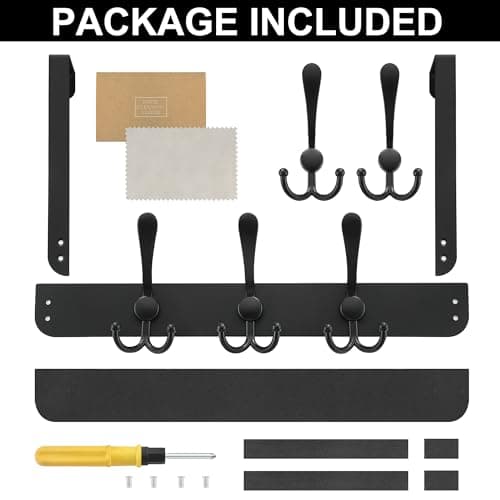 OIM OMIIOMIO Over The Door Hooks, Door Hanger for Hanging, Towel Racks for Bathroom with 15 Coat Hooks, Coat Rack Hat Rack Organizer, Towel Holder Bathroom Accessories - Black - Thumbnail 4