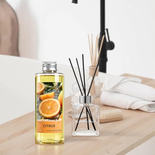 STRN Reed Diffuser Oil Refill, Citrus Scented Diffuser Oil Refills with 6 Reed Sticks 200ML(6.8fl.oz), Room Fresheners for Home, Long-Lasting Fragrance for Living Room, Bedroom, Office, Home Décor - Thumbnail 6