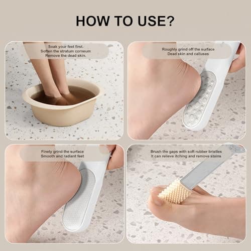 Stainless Steel Foot File, 2-in-1 Sided Pedicure Callus Remover (White) - Thumbnail 3