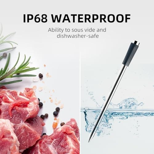 Smart Bluetooth Wireless Meat Thermometer, Long-Range Digital Food Thermometer with 1000°F Heat Resistance, App-Controlled for BBQ, Grill, Smoker, Oven, Air Fryer, Steak, Chicken, Turkey - Thumbnail 2