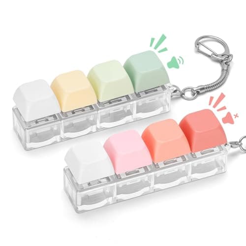 Keyboard Fidget Toy for Adults 2 PCS Slient & Clicky Fidget Keyboard Keychain Clicker Sensory Toys for Anxiety Stress Relief (Pink&Green, 2P-4 in 1) - Image 1