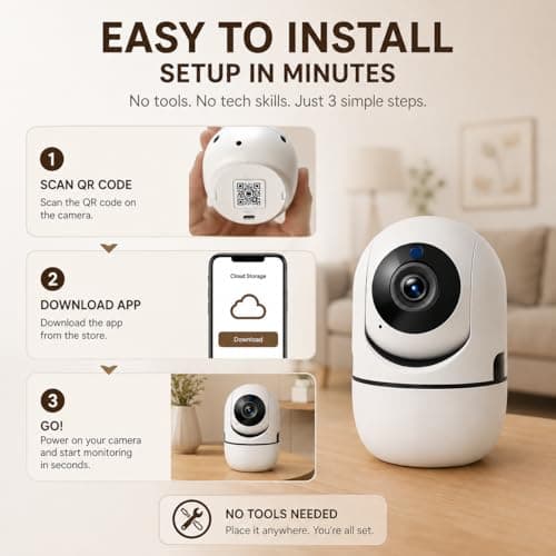 Indoor Camera, home security indoor,Pet/Dog/Baby Security Camera with Phone App, 360°Pan-Tilt, 5G/2.4G Dual-Band Wi-Fi 6, Auto-Tracking, Person/Pet/Baby Crying Detection, Privacy Mode, Two-Way Audio - Thumbnail 5