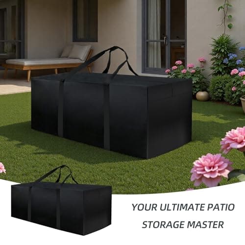 Extra Large Outdoor Cushion Storage Bag 68"L X 30"W X 20"H Waterproof Heavy Duty Big Patio Chair Cushion Storage Bag with Zipper and Handles for Backyard Pool, Black - Thumbnail 2