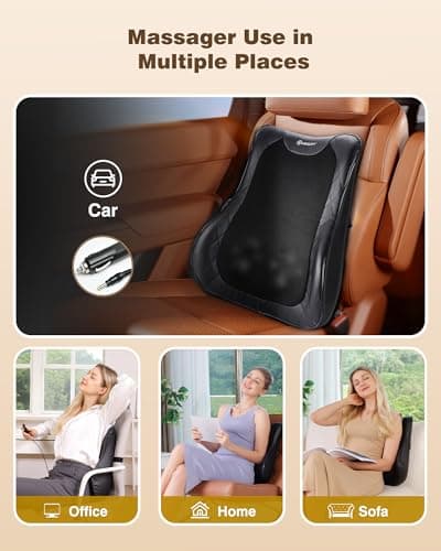 KINGJOY Back Massager for Pain Relief Deep Tissue, Full Back Massager with Heat, 3D Kneading Massage Pillow with 3 Intensities for Back, Neck, Shoulder, Spot Massage, Gifts for Women Man - Thumbnail 6