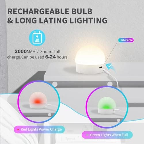 HISTAR Rechargeable Light Bulbs with Remote, E26 Battery Operated Light Bulb for Non-Hardwired Fixture, 3-Color Temperature, RGB, Timer, 4Pack - Thumbnail 6
