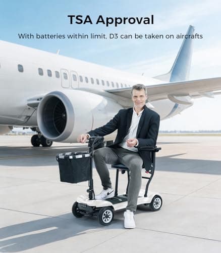 PAISEEC Ultra Lightweight Mobility Scooter for Adults, Electric Powered Mobility Scooter, 39.7 lbs Folding Design with 2 Lithium Batteries, Travel up to 18.6 Miles Airline Approved-White - Thumbnail 5