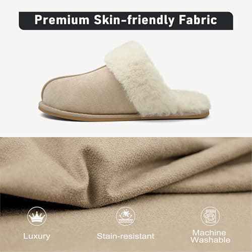 IPSAE House Slippers for Woman Fuzzy Bedroom Slip-on Slippers Scuff Soft Memory Foam Shoes Indoor - Thumbnail 4