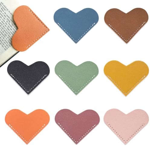 KYVENOTS Leather Heart Bookmark 8 Pack Cute Bookmarks for Reading - Image 1