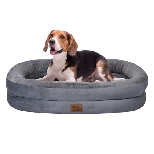 WOZOKE Orthopedic Dog Bed for Medium Dogs, Waterproof Dog Bed with Removable Bolsters, Egg Crate Foam Pet Couch for Medium Size Dog with Machine Washable Cover & Non-Slip Bottom, Dark Grey - Image 1