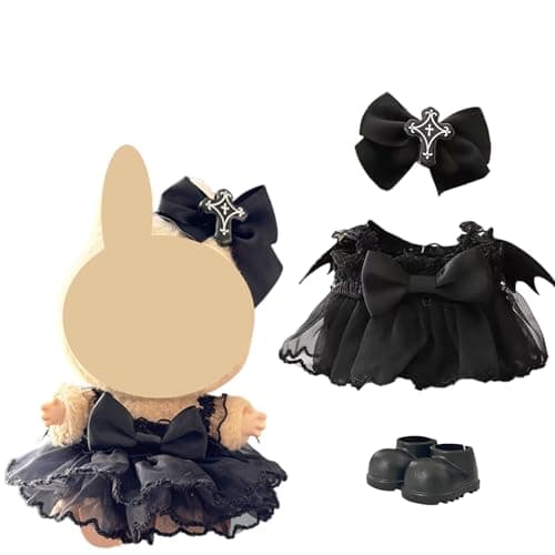 Ezcora 3 Sets Magic Dress-Up Clothes for 17cm Dolls, Bat, Witch, Bunny, Cat & Fantasy Outfits, 6.7-Inch Plush Doll Accessories with Colorful Shoes and Glasses, Kawaii Idea (No Dolls) - Thumbnail 5