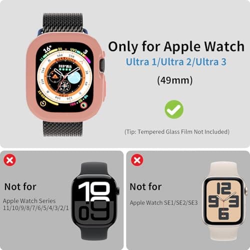 SDOCEBF Slim Flexible TPU Shockproof Bumper Cover, Rugged Case for iWatch Apple Watch Ultra 2/3, Raised Edge Ultra Thin Full Protection Lightweight Case, Pink - Thumbnail 6