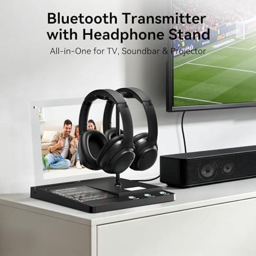 1Mii Bluetooth Headphone Stand for Audio/Music Demo, RGB Lighting, TF/USB/AUX Inputs, Dual Headset Display with USB-C Charging Port, Acrylic Sign Holder for Store, Retail, Trade Show & Exhibition - Thumbnail 2