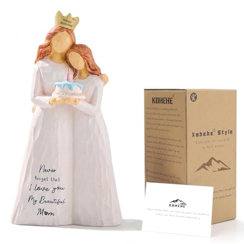 Kohehe Mom Birthday Gifts, Meaningful Birthday Gifts for Mom from Daughter, 5.5” Handmade Resin Mother Daughter Figurine, Unique Mother Birthdays Gift Ideas