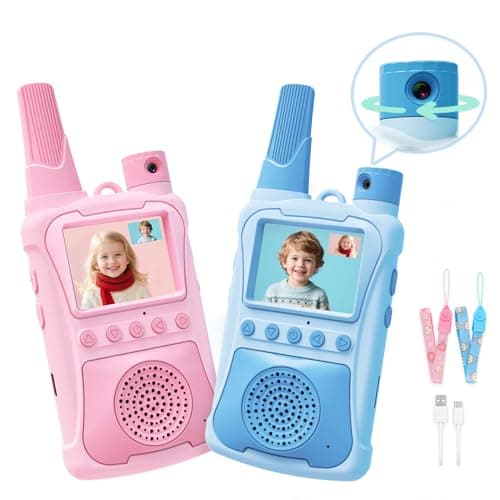 Video Walkie Talkies for Kids 2 Pack with 180° Camera & Games & HD Screen, Rechargeable Long Range Camera Walkie Talkies, Toddler Indoor Outdoor Toys Birthday Gifts for Girls Boys Age 3-12 Year Old - Image 1
