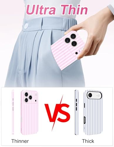 Aitipy Magnetic Striped Phone Case for iPhone 13, Compatible with MagSafe, Cute Stripe Fashion Aesthetic Soft TPU Slim Shockproof Protective Phone Cover for Women Girls-Pink - Thumbnail 3