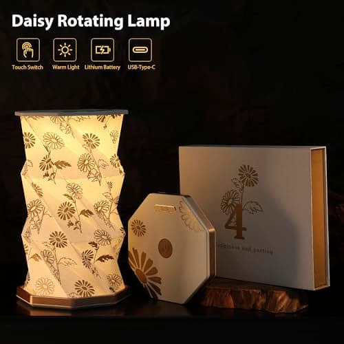 ZBOLE Birthday Flower Folding Rotating Lamp - April Daisy, Rechargeable Folding Paper Light, Elegant Gift Box – Ideal Anniversary, Birthday Gift for Women, Mom, Sister, Grandma-White - Thumbnail 4
