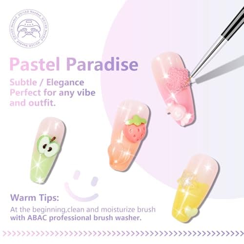 ABAC Pastel Shimmer Solid Gel Nail Polish,Ombre Gel Polish for Pat Painting,Spring&Summer Easter Hema-free 24 Colors Soak Off Gel Polish Kit w/Nail Art Brush for Salon and Nail Art DIY at Home - Thumbnail 4