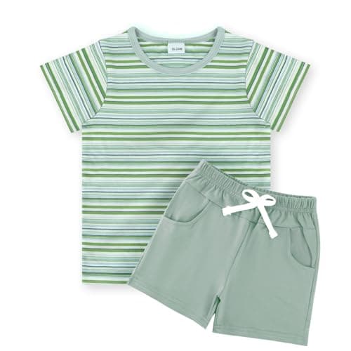 JiuBreeze Toddler Boy Striped Short Sleeve 2-Piece Summer Sets (4-5T)