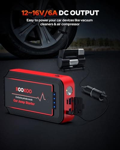 BOOKOO Car Battery Jump Starter 4500A,Portable Car Jump Starter for Upto 10L Gas and 8L Diesel Engines,12V Jump Box with Jumper Cables,USB QC3.0,128W DC,LED Light - Thumbnail 4