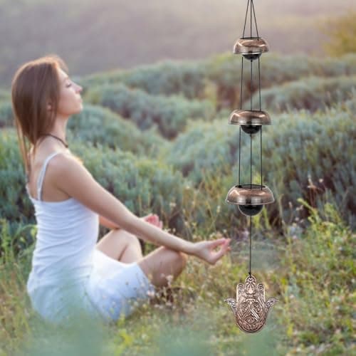 Temple Wind Chime, Red Copper Wind Chimes with 5 Bells, Feng Shui Wind Chimes for Home Yard Outdoor Decoration, A Great Memorial Wind Chime for Someone Who Loves Peace - Thumbnail 6