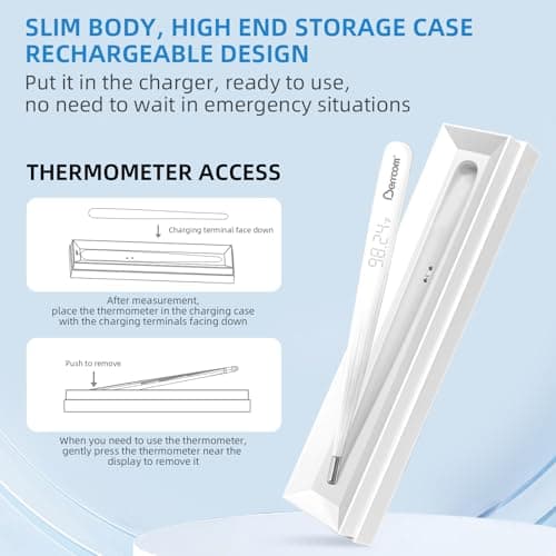 Berrcom Rechargeable Digital Thermometer for Adults & Kids, Medical-Grade Accurate Fast Reading for Oral & Underarm Use with LED Display & Fever Alert - Thumbnail 5