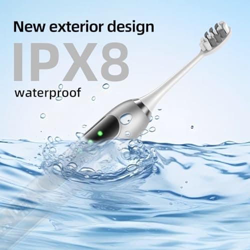 Seapeoa Adult Sonic Electric Toothbrush with 10 Brush Heads, Travel Case, and Wall Bracket, Suitable for Both Adults and Kids, IPX8 Waterproof, USB Charging, 42000VPM, Silver - Thumbnail 4