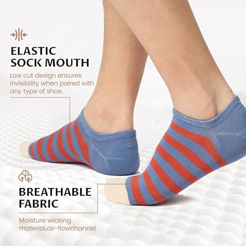 Sunew 8 Pairs Hidden Low Cut Socks Comfort Performance No Show Athletic Running Socks for Men and Women Stripe Medium - Thumbnail 4
