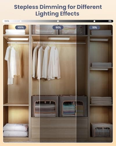 Pak Under Cabinet Lighting, 5 Pack 8 Inch 41 LED Motion Sensor Lights, Rechargeable Battery Operated Closet Light, Wireless Magnetic Dimmable 6500K Daylight White Under Counter Lights for Kitchen - Thumbnail 5