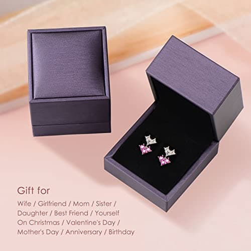 CAPIROSA Love Heart Crystal Earrings Stud S925 Sterling Silver with Zirconia, Anniversary Birthday Jewelry Gifts for Women - Thumbnail 6