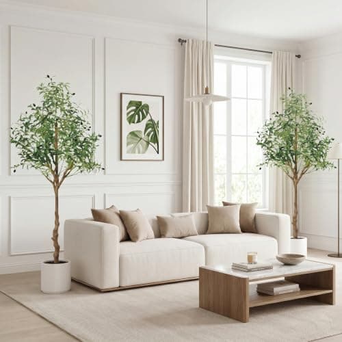 ANTING 6FT Faux Olive Tree, Artificial Olive Trees Indoor with Natural Wood Trunk & Lifelike Fruits, Fake Silk Plant with Pot, Realistic Leaves Artificial Tree for Bedroom, Living Room, Office Decor - Image 1