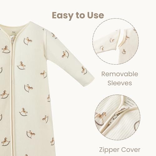 AnZai 2.5 TOG Baby Sleep Sack, Super Warm Quilted Wearable Blanket with Removable Sleeves, Cozy Winter Sleeping Bag for Infants and Toddlers, Two-Way Zipper, 6-18 Months - Thumbnail 3